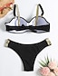 preiswerte Bikini-Sets-Damen Badeanzug Bikinis Normal Bademode Glitzer 2 teilig Tiefes V Feste Farbe Strandbekleidung Push-Up Hosen Badeanzüge