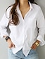 economico Top da donna Basic-Camicia Blusa Per donna Bianco Tinta unica Pulsante Tasche Giornaliero Essenziale Colletto Standard M / M