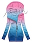 halpa graafiset ulkovaatteet-Naisten Hupullinen takki Kausaliteetti Vetoketju Kukka Mukava Muoti Normaali Päällysvaatteet Pitkähihainen Syksy Vaalea vaaleanpunainen S