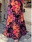 preiswerte Bedruckte Kleider-Damen A Linie Kleid Blumen Bedruckt V Ausschnitt kleid lang Täglich Urlaub Langarm Frühling Herbst