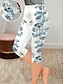 cheap Leggings-Women&#039;s Leggings Capri Pants Print Designer High Rise Capris Transparent Blue Spring, Fall, Winter, Summer