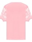olcso Alapvető női felsők-Női Póló Sima Kivágott Csipke Trim Hétköznapi Napi Hétvége Elegáns Divat Alap Rövid ujjú V-alakú Arcpír rózsaszín
