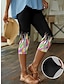 cheap Leggings-Women&#039;s Shapewear Capri Pants 65% Polyester Print Designer High Rise Capris Azure Spring, Fall, Winter, Summer
