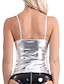 cheap Tank Tops &amp; Camis-Women&#039;s Tank Top Camisole Plain Sparkly Party Casual Holiday Silver Sleeveless Party Metallic Square Neck Summer