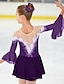 billige Kunstløp-Figure Skating Dress Women&#039;s Girls&#039; Ice Skating Dress Violet White Yellow Patchwork Flower Mesh High Elasticity Training Practice Competition Skating Wear Handmade Floral Botanical Half Sleeve Ice