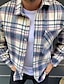 economico Camicie da uomo-Per uomo Shacket Blu Manica lunga Bavero Primavera &amp; Autunno Da tutti i giorni Per uscire Abbigliamento