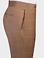billiga Kostymer-bruna herrbröllopsdräkter 2-delad rutig rutig skräddarsydd passform dubbelknäppt fyrknappar 2024