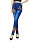 זול טייצים-בגדי ריקוד נשים רזה מכנסיים פוליאסטר דפוס גזרה גבוהה מותניים גבוהים באורך מלא כחול קיץ