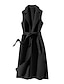 cheap Women&#039;s Coats &amp; Trench Coats-Women&#039;s Vest Winter Sleeveless Overcoat Long Pea Coat Fall Trench Coat with Belt Office Casual / Daily Fashion OuterwearBlack S