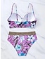 baratos Conjuntos de Bikini-Mulheres Normal Roupa de Banho Biquíni Calção roupa de banho 2 Peças Estampado Floral Roupa de Praia Flexão Fatos de banho