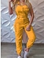 cheap Vacation Jumpsuit-Women&#039;s Jumpsuit Pocket High Waist Solid Color V Neck Streetwear Street Daily Regular Fit Sleeveless Black Yellow Pink S M L Fall