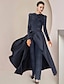 cheap Mother of the Bride Pantsuits-Two Piece Jumpsuits Mother of the Bride Dress Formal Wedding Guest Elegant Scoop Neck Asymmetrical Lace Taffeta Long Sleeve with Ruched 2024
