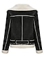 cheap Sherpa Jackets-Women&#039;s Faux Leather Jacket Winter Fleece Moto Biker Coat Fall Windproof Warm Zipper Streetwear with Pocket &amp; Belt Lapel Classic Casual Solid Color Regular Fit Outerwear Long Sleeve