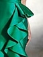 baratos Vestidos de Cocktail-bainha vestido formal vestidos de coquetel vestido elegante vestido vermelho verde vestido vintage vestido formal convidado de casamento assimétrico sem mangas ombro de fora cetim com babados 2024