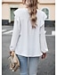 preiswerte Basic-Damenoberteile-Hemd Spitzenhemd Bluse Damen Schwarz Weiß Blau Solide / einfarbig Rüsche Puffärmel Täglich Modisch Rundhalsausschnitt Regular Fit S