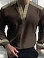 cheap Men&#039;s Casual Shirts-Men&#039;s Shirt Graphic Prints Geometry V Neck Black Blue Brown Green Outdoor Street Long Sleeve Print Clothing Apparel Fashion Streetwear Designer Casual
