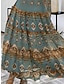 Χαμηλού Κόστους Print Φορέματα-Γυναικεία Φόρεμα σε γραμμή Α Συνδυασμός Χρωμάτων Στάμπα Λαιμόκοψη V Μακρύ Φόρεμα Μάξι Φόρεμα Βίντατζ Etnic Ημερομηνία Μακρυμάνικο Φθινόπωρο