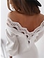 preiswerte schlichte Kleider-Damen Spitzenkleid Minikleid Kontrastspitze Spitze Täglich Verabredung Modisch Basic Rundhalsausschnitt Langarm Schwarz Weiß Farbe