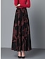 cheap Maxi Skirts-Women&#039;s Skirt A Line Maxi High Waist Skirts Pleated Pocket Print Floral Office / Career Street Winter Polyester Fashion Casual Black Yellow Red
