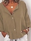 cheap Women&#039;s Blouses &amp; Shirts-Women&#039;s Shirt Blouse Long Cotton Top Linen Plain Button Casual Daily Daily Basic Long Sleeve V Neck Army Green Fall &amp; Winter