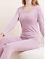 cheap Women&#039;s Loungewear-Women‘s Thermal Set Pure Color Warm Fashion Simple Home Daily Bed Polyester Warm Breathable Crew Neck Long Sleeve Pant Elastic Waist Fall Winter Light Pink Purple black