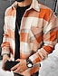 cheap Men&#039;s  Overshirts-Men&#039;s Shacket Orange Long Sleeve Lapel Spring &amp;  Fall Daily Wear Going out Clothing Apparel