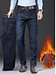 baratos Jeans Masculino-Homens Jeans Calças de lã Calças de inverno Calças Calças jeans Bolsos Tecido Conforto Respirável Ao ar livre Diário Para Noite Moda Casual Preto Azul empoeirado