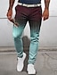 cheap Men&#039;s Printed Dress Pants-Gradient Striped Business Men&#039;s 3D Print Pants Trousers Outdoor Street Wear to work Polyester Blue Khaki Light Blue S M L Mid Waist Elasticity Pants