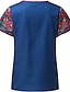abordables Camisetas de mujer-Mujer Camiseta Floral Festivos Fin de semana Estampado Azul Marino Manga Corta Básico Escote Redondo
