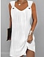 levne obyčejné šaty-Dámské Bílé šaty Mini šaty Plisé Denní Rande Módní Šik ven Do V Bez rukávů Černá Bílá Světlá růžová Barva
