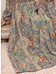 cheap Print Dresses-Women&#039;s Paisley Dress Swing Dress Floral Paisley Print Split V Neck Midi Dress Fashion Streetwear Outdoor Date Long Sleeve Loose Fit Wine Navy Blue Blue Spring Fall S M L XL XXL