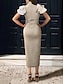 זול שמלות קוקטייל-מעטפת \ עמוד שמלות קוקטייל אלגנטית שמלה רשמי לבוש עבודה באורך הקרסול ללא שרוולים צווארון גבוה בד מתיחה עם שסע אפליקציות 2024