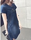 billiga enkla klänningar-Dam Denimklänningar Vardagsklänning Midiklänning Denim Mode Ledigt Utomhus Dagligen V-hals Knapp Ficka Kortärmad Sommar Vår 2023 Normal Kungsblå Himmelsblå Slät S M L XL 2XL