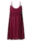 cheap Plain Dresses-Women‘s Plus Size Curve Strap Casual Dress Solid Color V Neck Lace Sleeveless Spring Summer Dress Mini Dress Daily Fashion Loose Fit