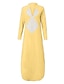 Χαμηλού Κόστους Print Φορέματα-Γυναικεία Καθημερινό φόρεμα Έθνικ Φόρεμα Φόρεμα ριχτό από τη μέση και κάτω Μακρύ Φόρεμα Μάξι Φόρεμα Κίτρινο Χακί Μπλε Απαλό Μακρυμάνικο Φλοράλ Στάμπα Καλοκαίρι Άνοιξη Λαιμόκοψη V Μοντέρνα