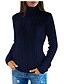 cheap Sweaters-Women&#039;s Pullover Sweater Jumper Turtleneck Cable Knit Acrylic Knitted Fall Winter Cropped Outdoor Daily Holiday Stylish Casual Soft Long Sleeve Solid Color Black White Red S M L