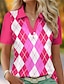 cheap Designer Collection-Women&#039;s Golf Polo Shirt Pink Green Short Sleeve Sun Protection Top Plaid Ladies Golf Attire Clothes Outfits Wear Apparel