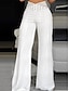 tanie Podstawowe spodnie damskie-damskie spodnie z szeroką nogawką dzwony spodnie pełnej długości wysoko wycięte dziury mikroelastyczny wysoki stan moda streetwear party street czarny biały s m letnia jesień