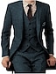 billige Dresser-grønn/svart/mørk marineblå tweed bryllupsdresser for menn vintage 3 deler pluss størrelse ensfarget slim fit enkeltspent enknapps 2024