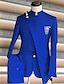 preiswerte Anzüge-schwarz burgunderblau Herren-Ballanzug Hochzeitsanzug Ballanzug 2-teilig Übergröße einfarbig maßgeschneiderter Schnitt einreihig mit einem Knopf 2024