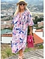voordelige Jurken met print-Dames Paisley Kwastje Afdrukken V-hals Maxi-jurk Hawaii Dagelijks Vakantie Lange mouw Zomer Lente