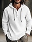 cheap Men&#039;s  Overshirts-Men&#039;s Shirt Linen Shirt Hooded Shirt White Blue Brown Long Sleeve Stripes Hooded Spring &amp; Summer Casual Daily Clothing Apparel