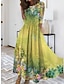 cheap Print Dresses-Women&#039;s A Line Dress Floral Print Crew Neck Long Dress Maxi Dress Daily Date 3/4 Length Sleeve Summer Spring