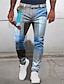 abordables pantalones de vestir estampados en 3d para hombre-Plaid Geometría Negocios Hombre Impresión 3D Pantalones Exterior Calle Usar para trabajar Poliéster Azul Verde Caqui S M L Media cintura Elasticidad Pantalones