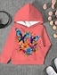 olcso lány 3D pulóverek és pulóverek-Gyerekek Lány Kapucnis felsőrész Hosszú ujj Bíbor 3D nyomtatás Pillangó Állat Zseb Napi Otthoni Szabadtéri Aktív Divat Napi Sportok 3-12 év
