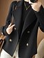 abordables Blazers Femme-Manteau Femme Plein Air Usage quotidien Vacances Sortie mode Décontractées Style de rue Avec poches Court Manteau Noir Blanche Chameau Automne Hiver Double Boutonnage Revers Standard S M L XL