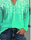 billige T-skjorter til kvinner-Dame T skjorte Henly-skjorte Blomstret Knapp Ferie Helg Daglig Grunnleggende Neon og lyst Langermet V-hals Gressgrønn Høst vinter