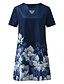 abordables Robes à motifs-robe trapèze femme robe longueur genou vert bleu manches courtes imprimé fleuri printemps été col en v basique décontracté ample 2023 s m l xl xxl 3xl / impression 3d