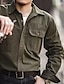 preiswerte Herrenhemd zum Knöpfen-Herren Knopfhemd Lässiges Hemd Hemd Kaki Armeegrün Dunkelblau Langarm Glatt Kargen Strasse Urlaub Grundlegend Bekleidung Modisch Freizeit