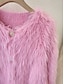 cheap Cardigans-Women&#039;s Cardigan Sweater Crew Neck Ribbed Knit Polyester Imitation Mink Faux Fur Trim Fall Winter Daily Going out Weekend Stylish Casual Soft Long Sleeve Solid Color Black White Pink One-Size
